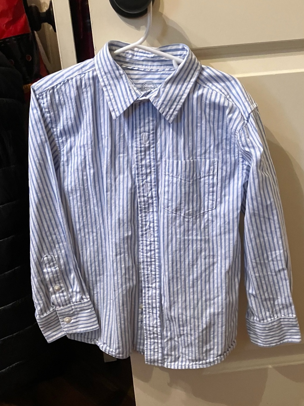 Blue and white striped shirt